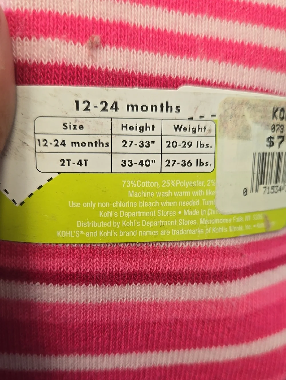 Jumping Beans Pink Striped Baby Tights